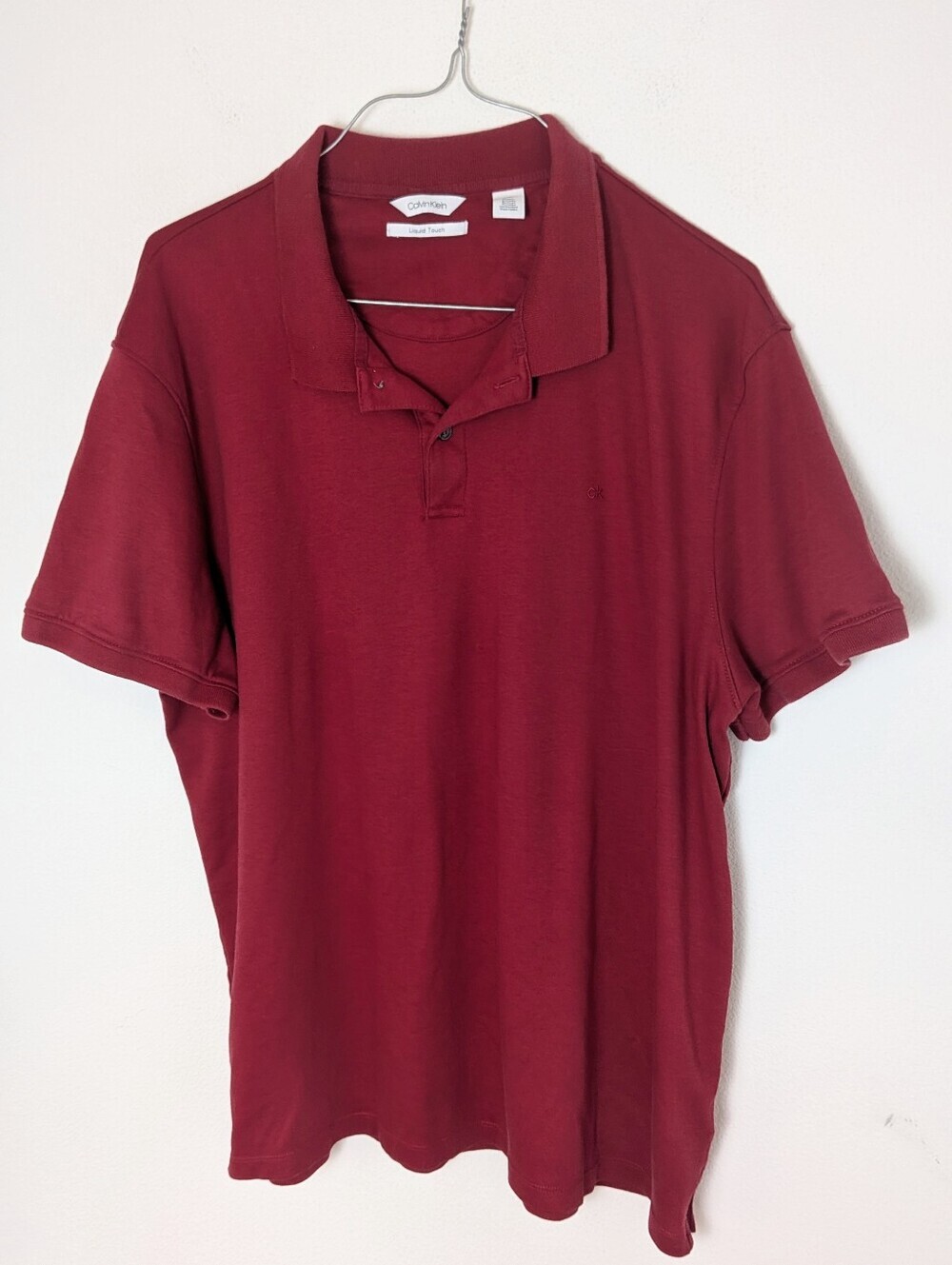 Calvin Klein Liquid Touch Collared Shirt Sleeve Polo Shirt Red Men’s Size XL EUC